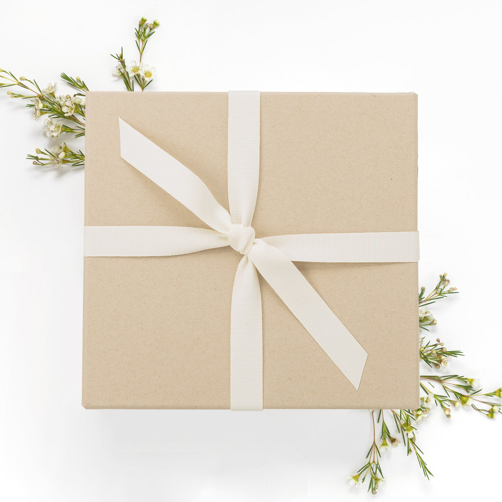 Kraft Gift Box with Ivory Ribbon