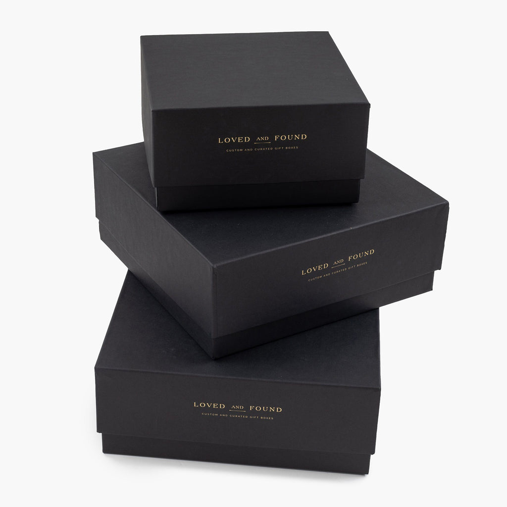 Black Linen Gift Box with Gold Logo