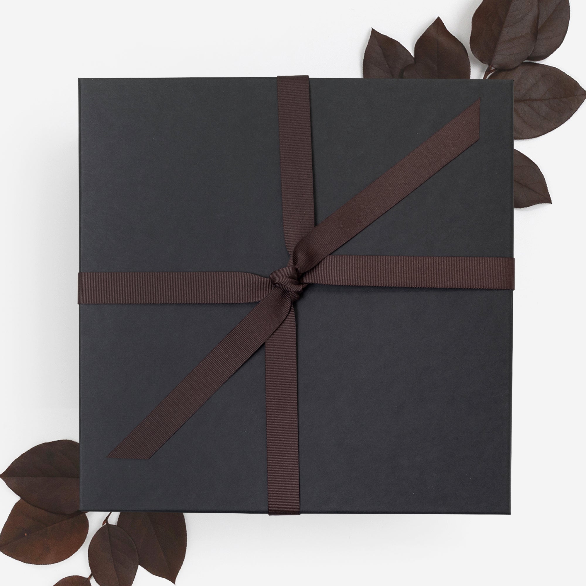 Black Gift Box with Chocolate Ribbon