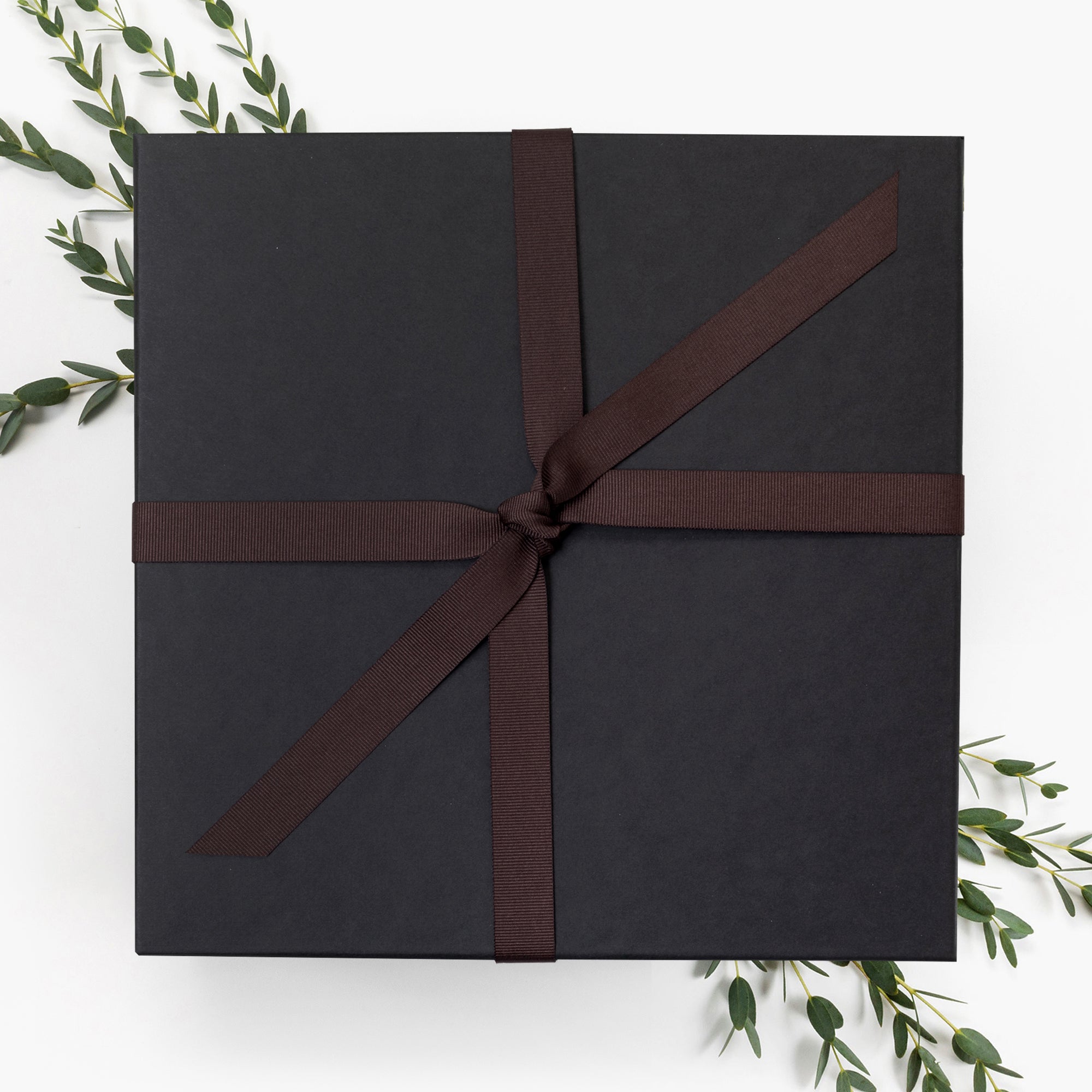 Black Gift Box with Brown Ribbon