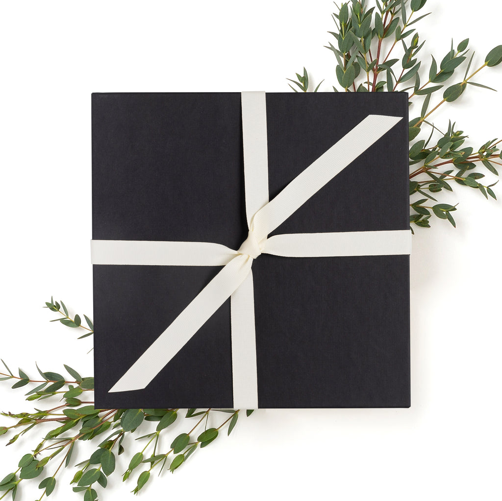 Black Gift Box with Ivory Ribbon