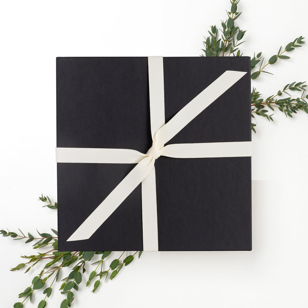 Black Gift Box with Ivory Ribbon