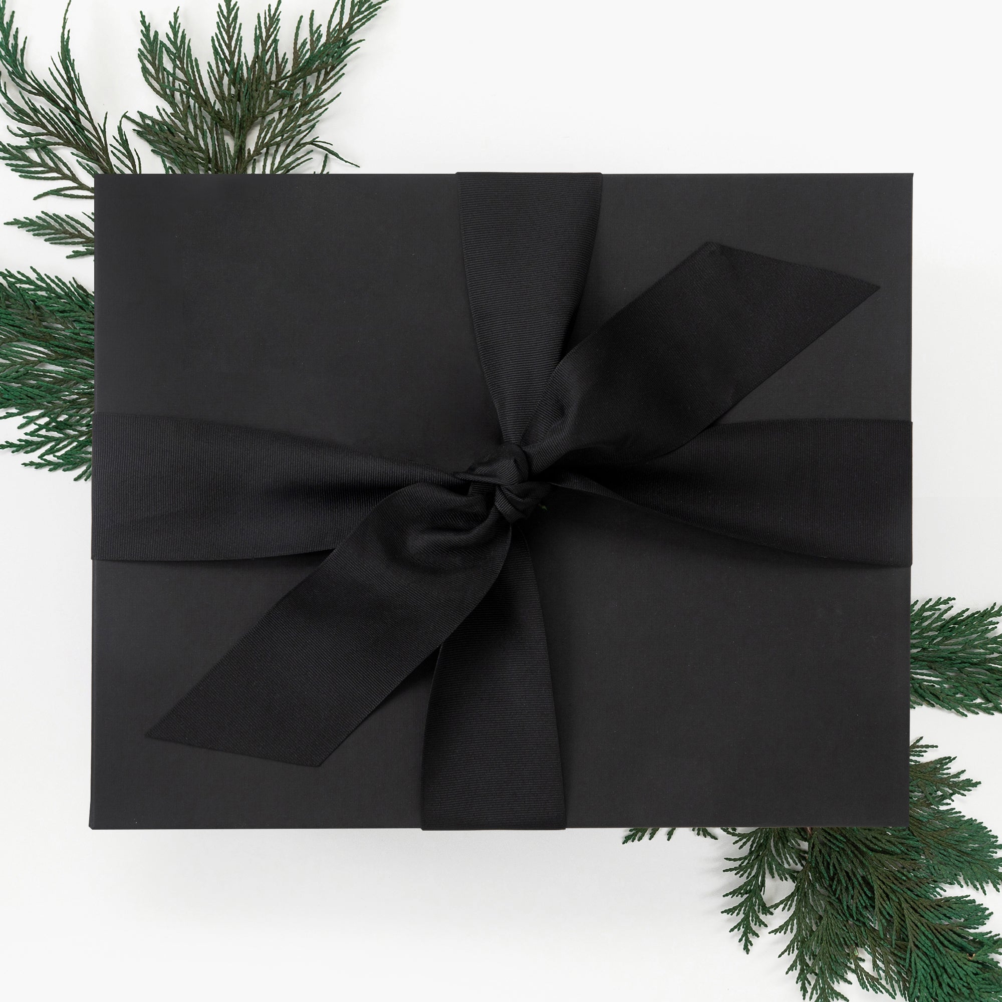 Holiday Black Gift Box with Ribbon