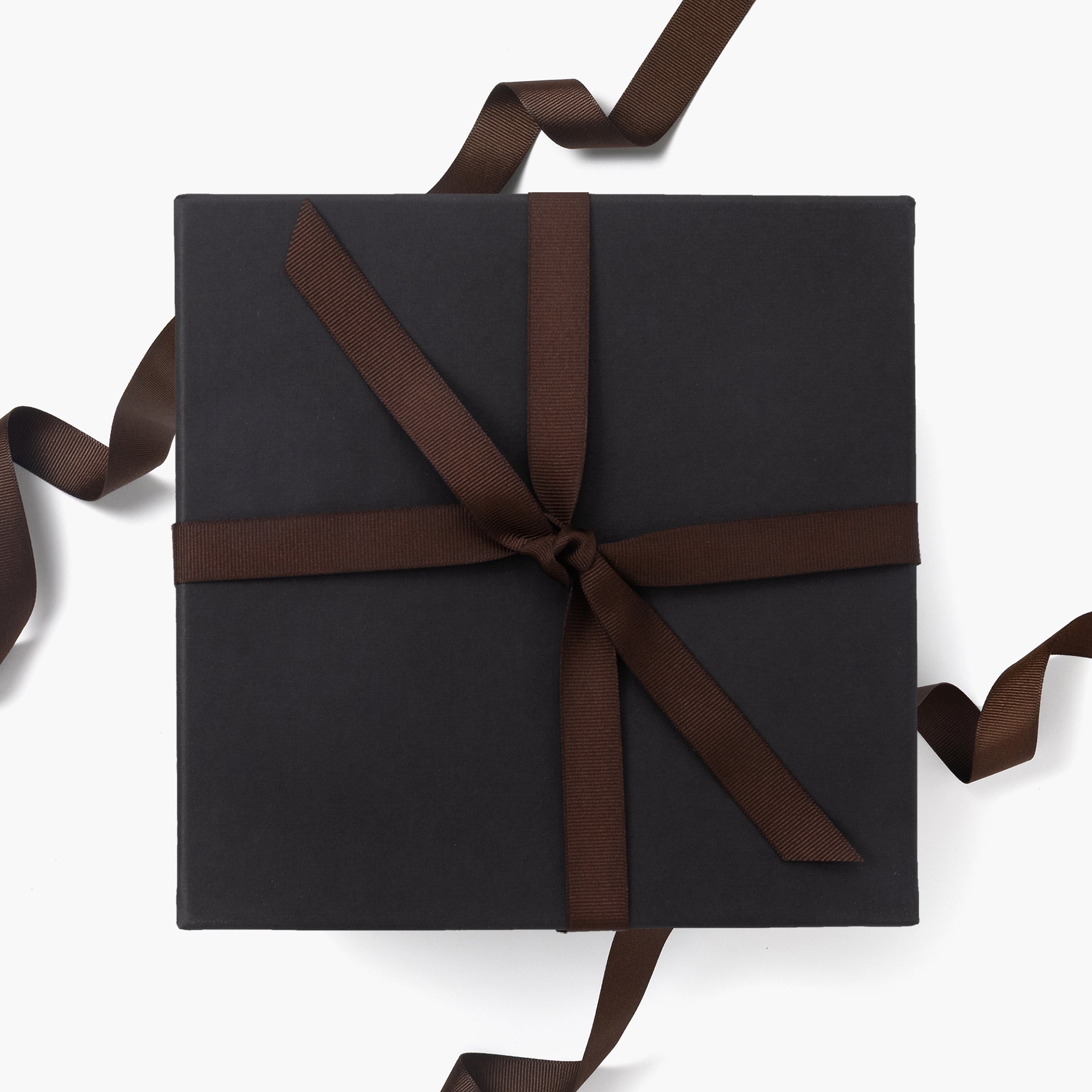 Black Gift Box with Brown Ribbon