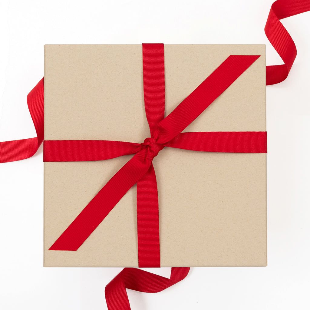 Kraft Gift Box with Holiday Red Ribbon