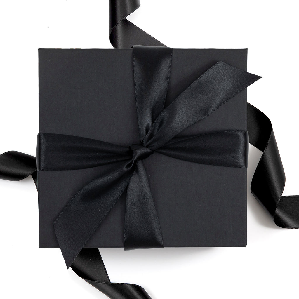 Black Gift Box with Black Satin Ribbon