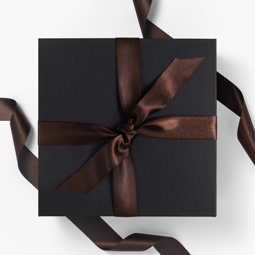 Black Gift Box with Chocolate Satin Ribbon