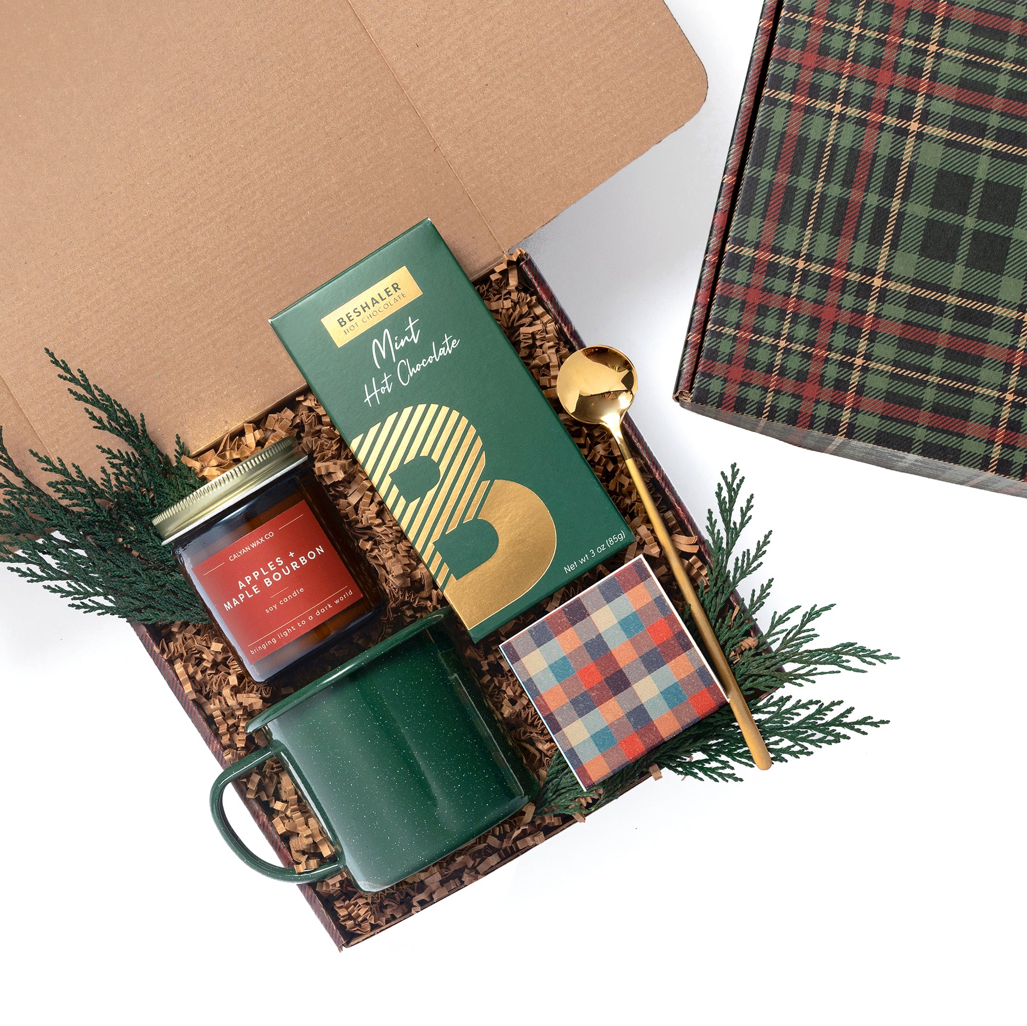 Hot Cocoa Mug Plaid Gift Box
