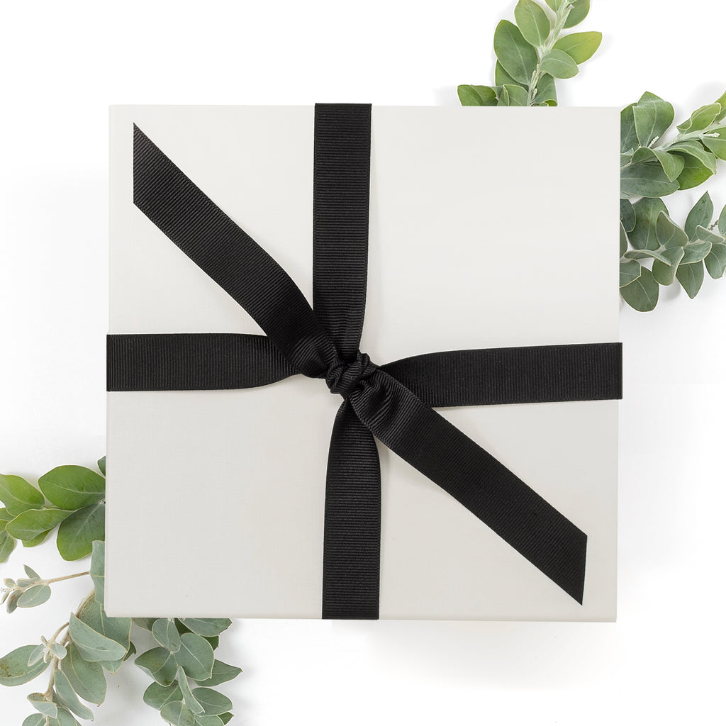 Ivory Gift Box with Black Ribbon