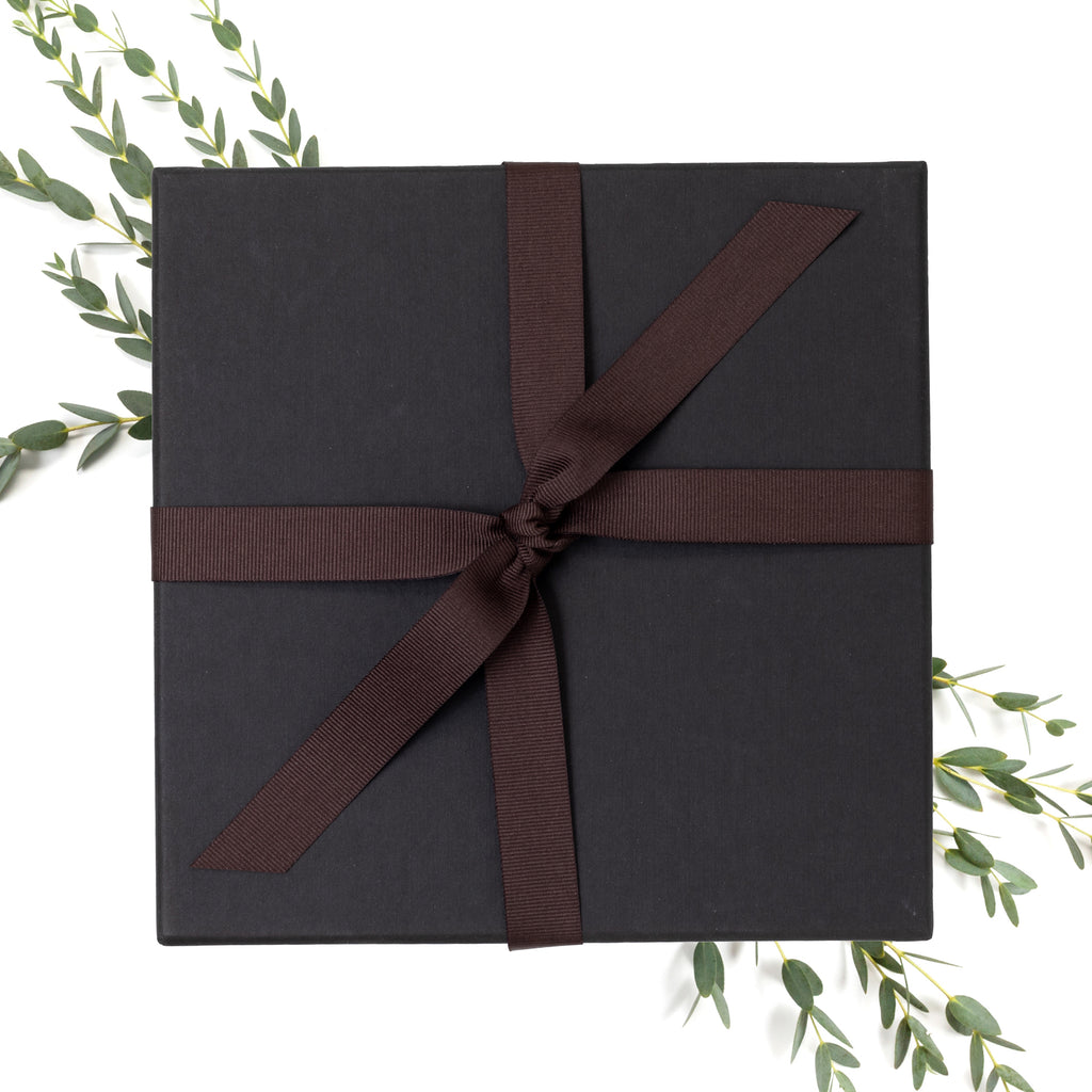Black Gift Box with Brown Ribbon