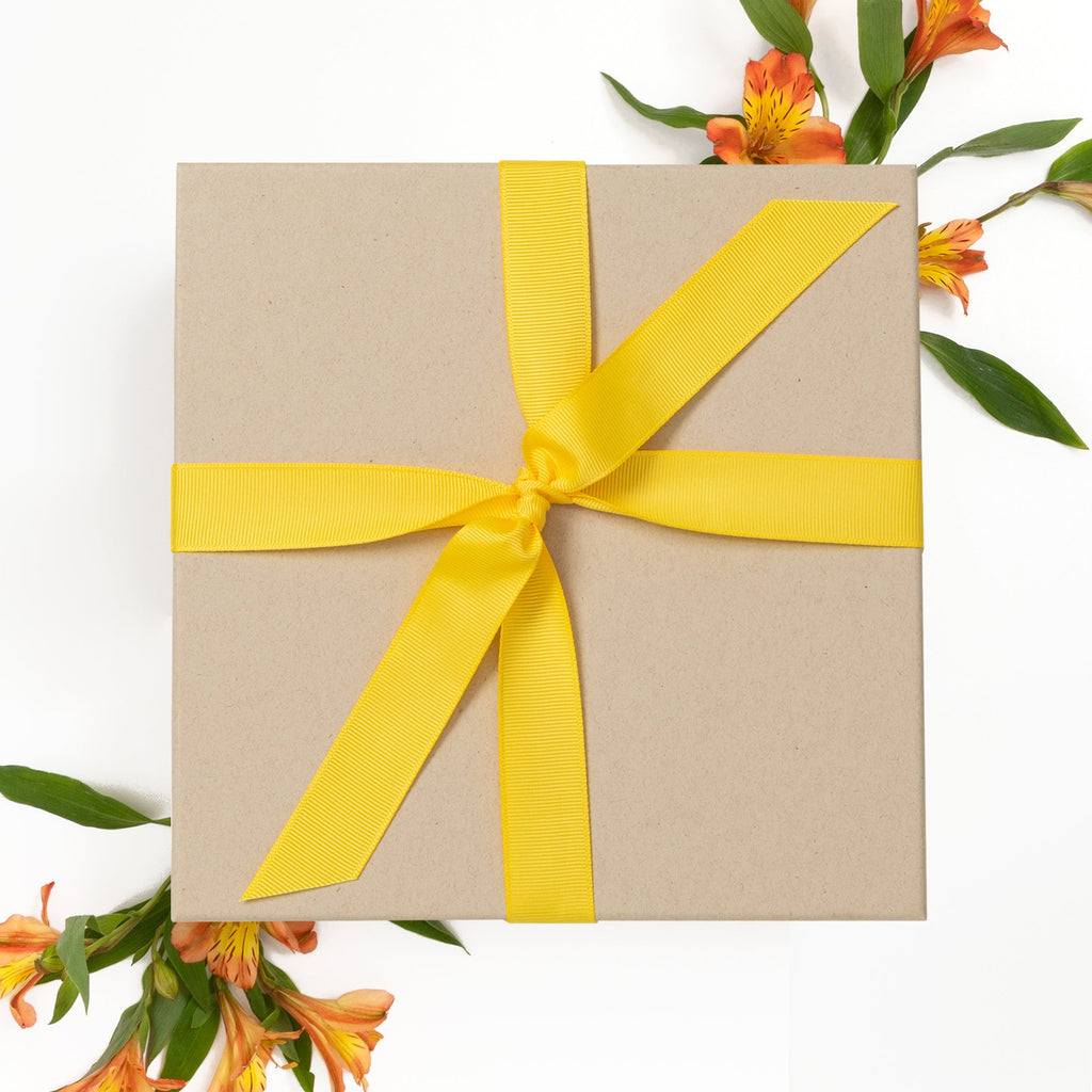 Kraft Summer Gift Box with Ivory Ribbon