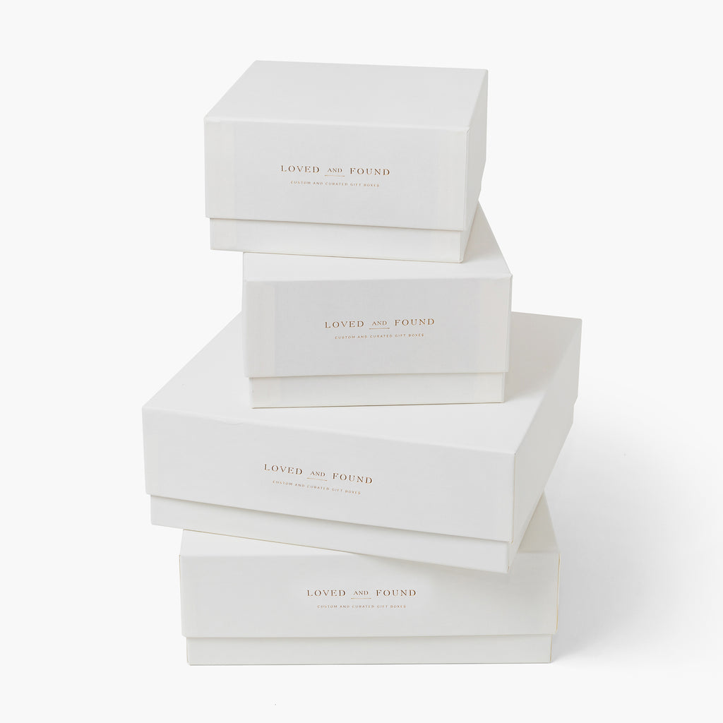 White Paper Gift Box with Gold Foil Logo