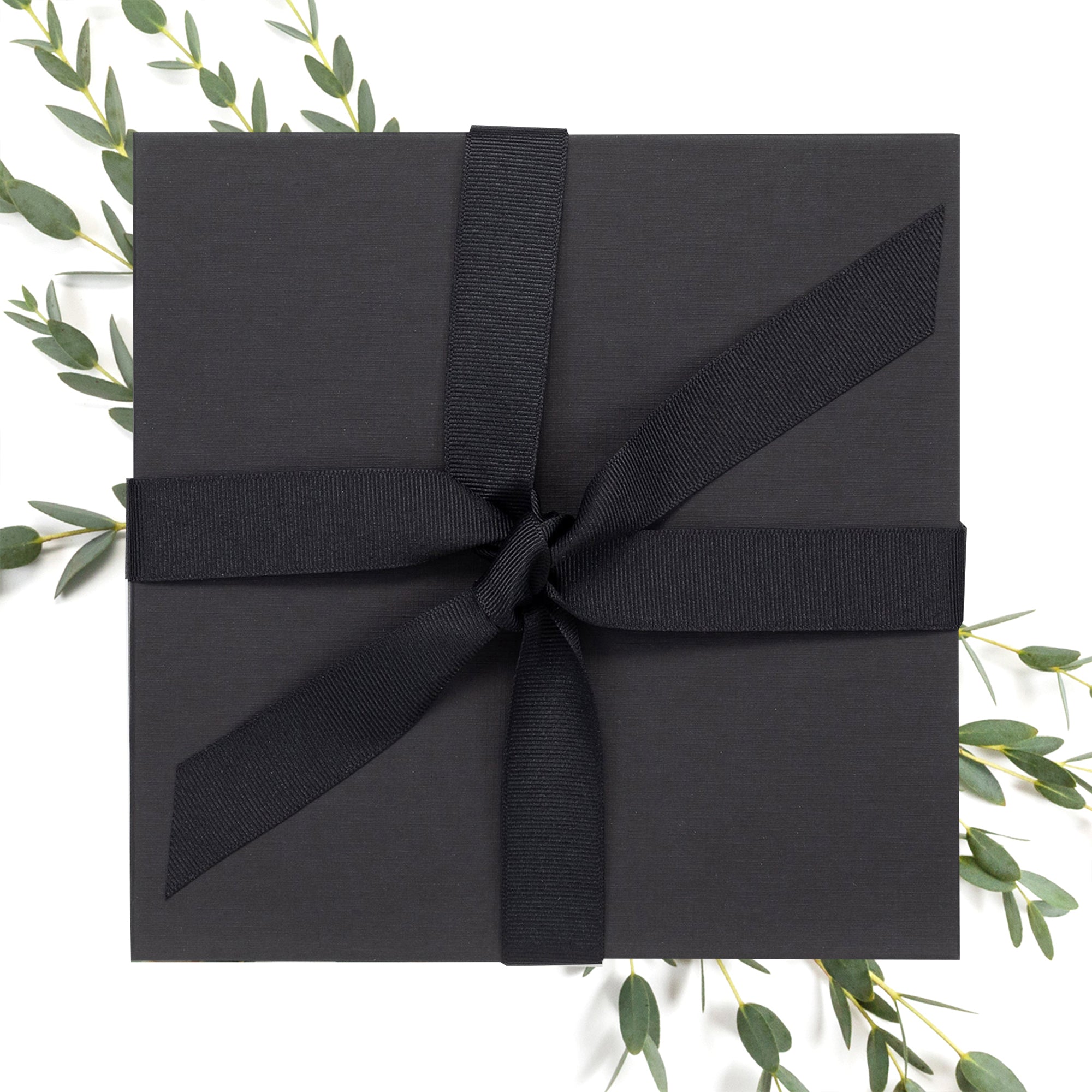 Black Linen Gift Box with Ribbon