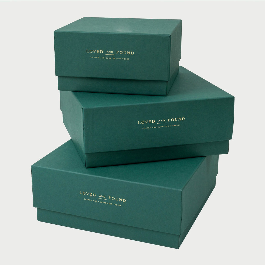 Gold Foil Green Linen Gift Box