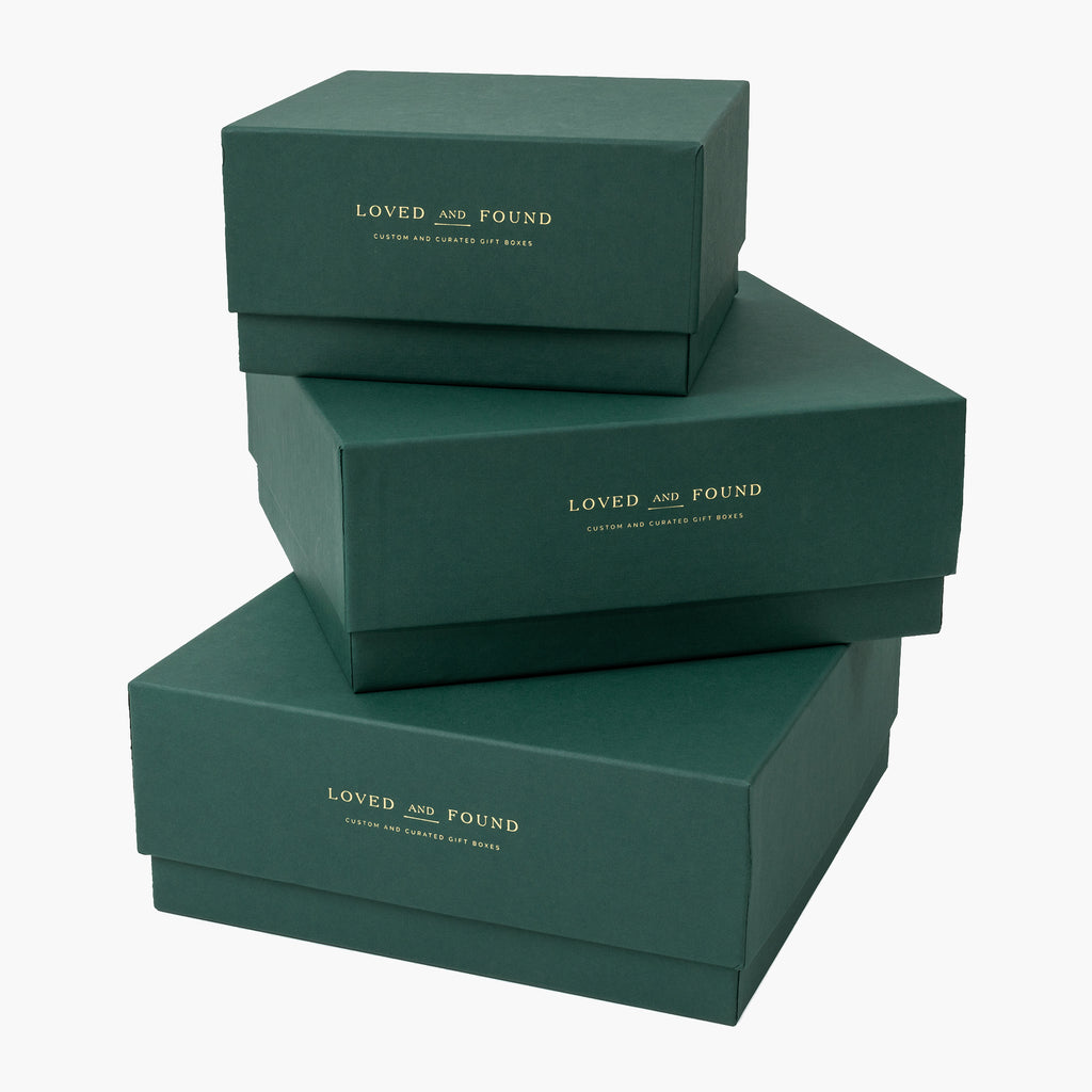 Forest Green Linen Paper Gift Box with Logo