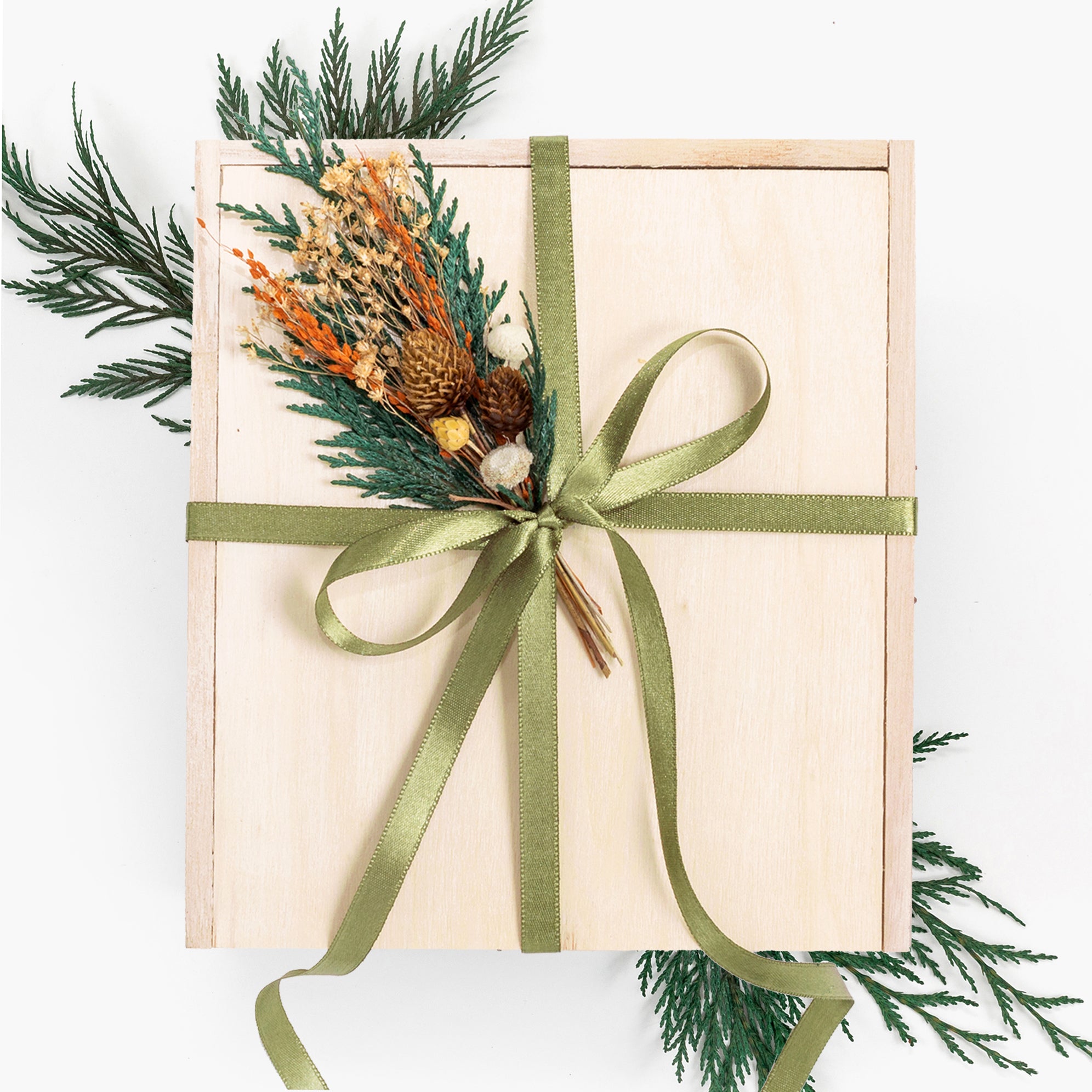 Holiday Spa Wood Gift Box with Ribbon