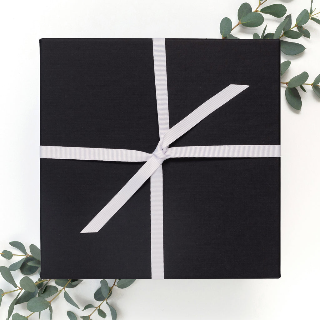 Black Gift Box White Ribbon