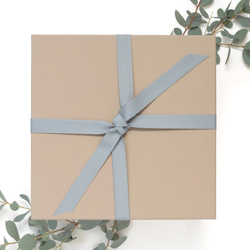Kraft Gift Box Grey Ribbon
