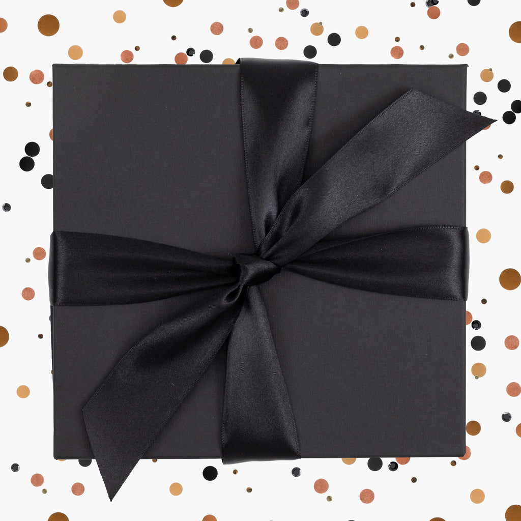 Black Champagne Gift Box with Satin Ribbon