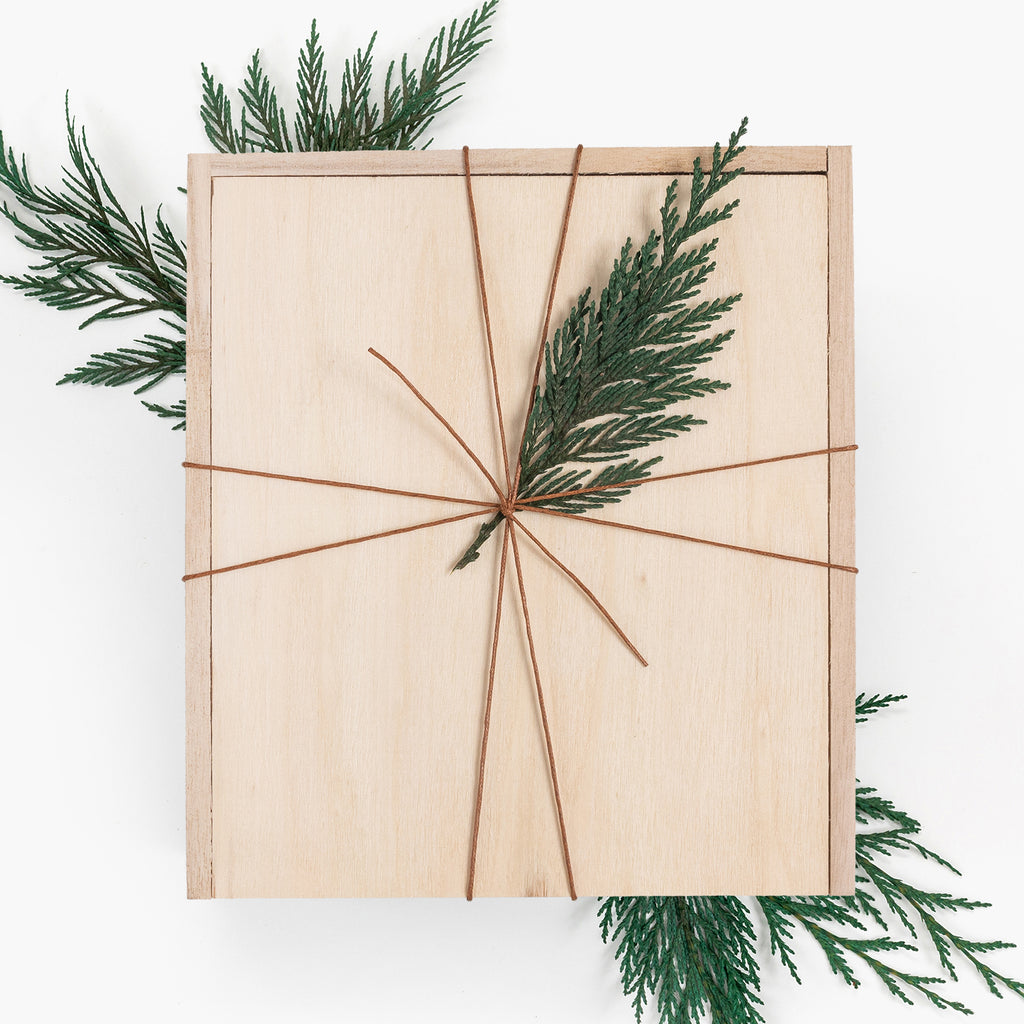Wood Box With Greenery Gift